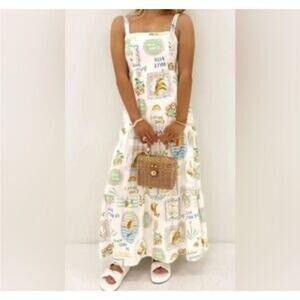 Paper Heart size XS linen blend dress with fruit design